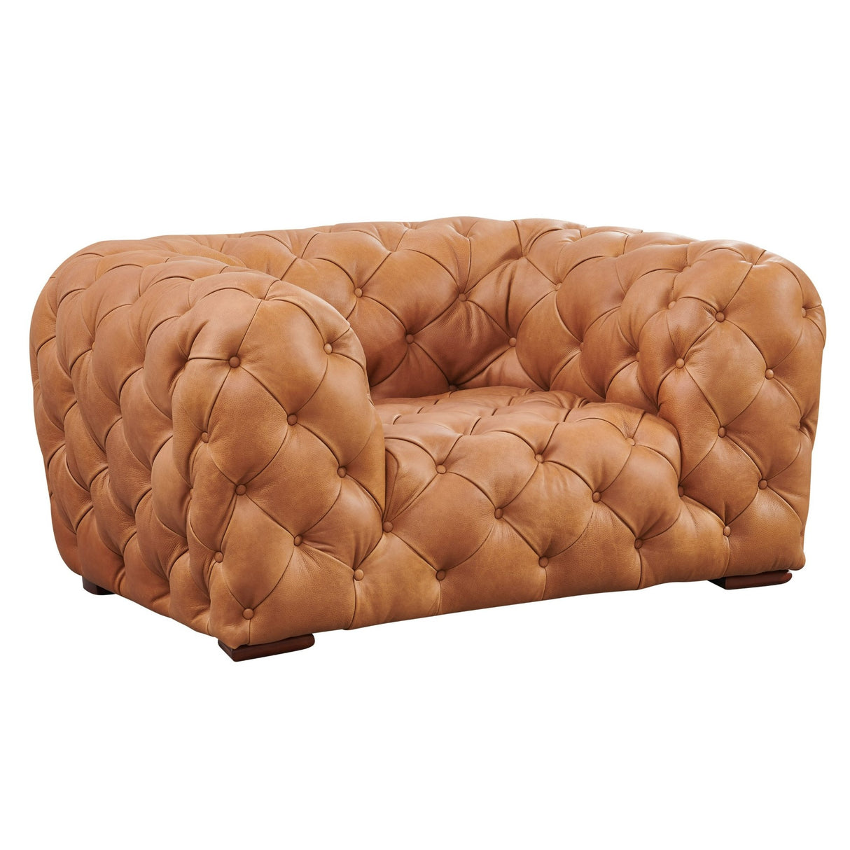Dexter - Transitional Camel Full Italian Leather Lounge Chair - View Image 1