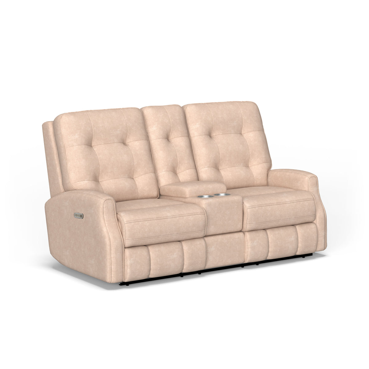 Devon Transitional Fabric Power Reclining Loveseat With Console & Power Headrests | Flexsteel