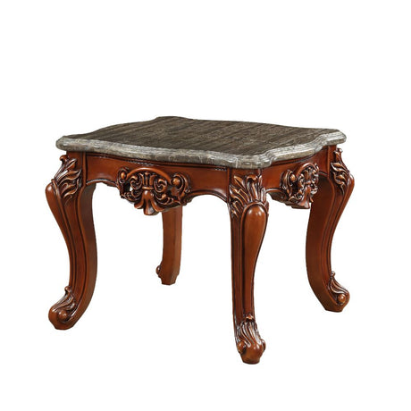 Acme - Eustoma End Table 83067 Marble Top & Walnut Finish