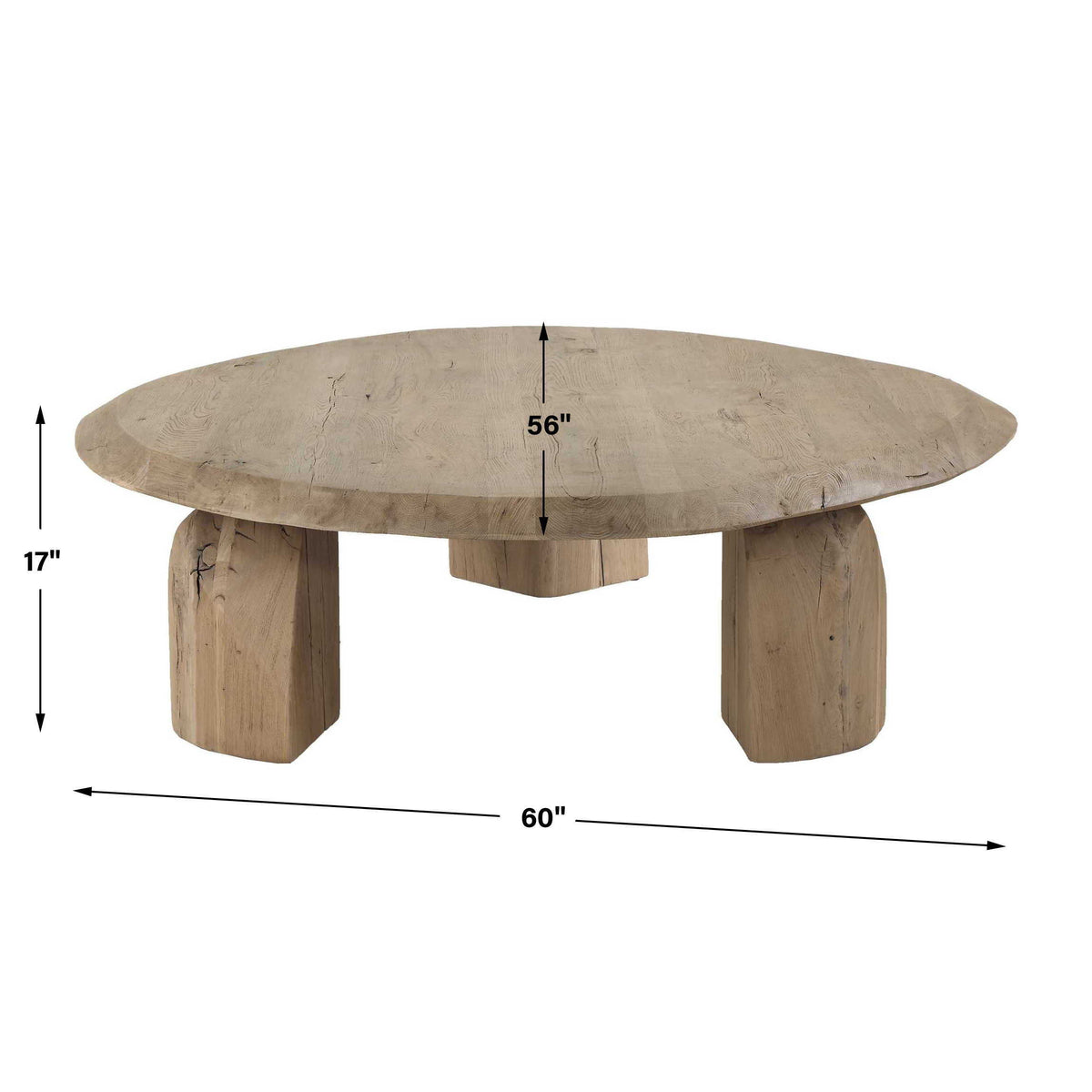 Tiernan Reclaimed Oak Round Coffee Table Woodtone - Light Brown by Uttermost - View 8