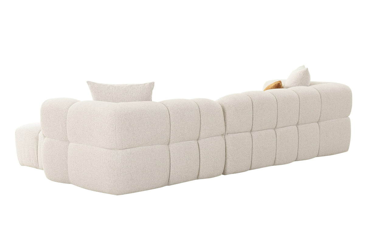 Freya - Modern Beige Fabric Sectional Sofa w/ Console - View Image 1