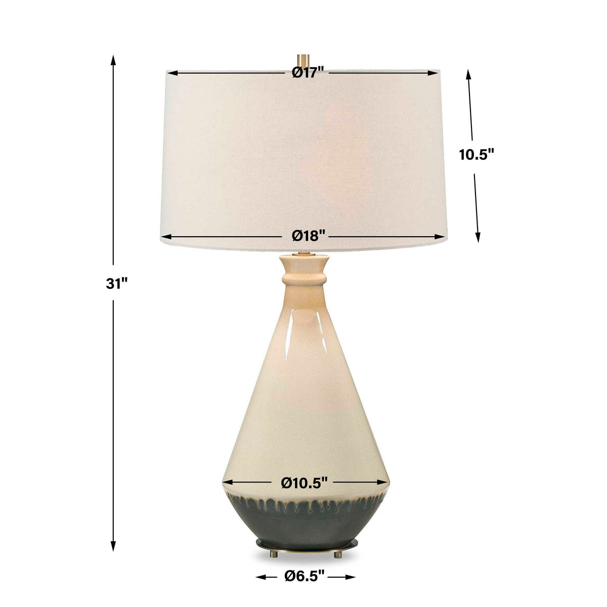 Banham Table Lamp Brown,Gray - Beige / Black by Uttermost - View 3