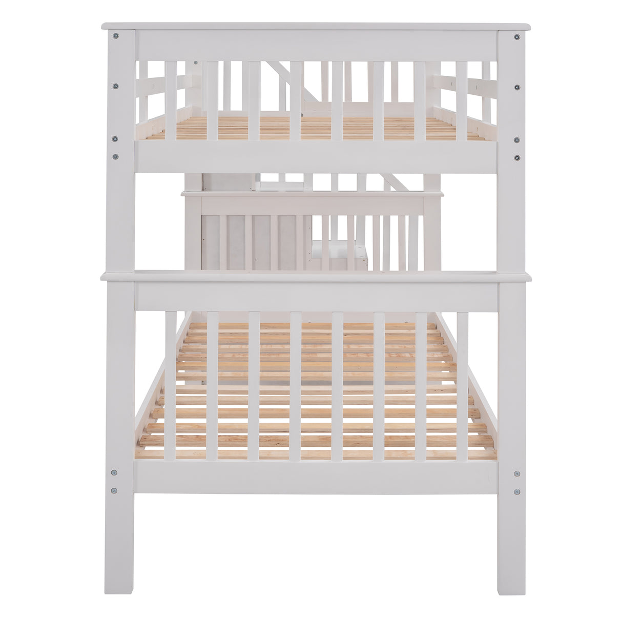 Stairway Twin-Over-Twin Bunk Bed with Three Drawers for Bedroom, Dorm - White(Old sku: LT000309AAK) - sold by Home Elegance USA