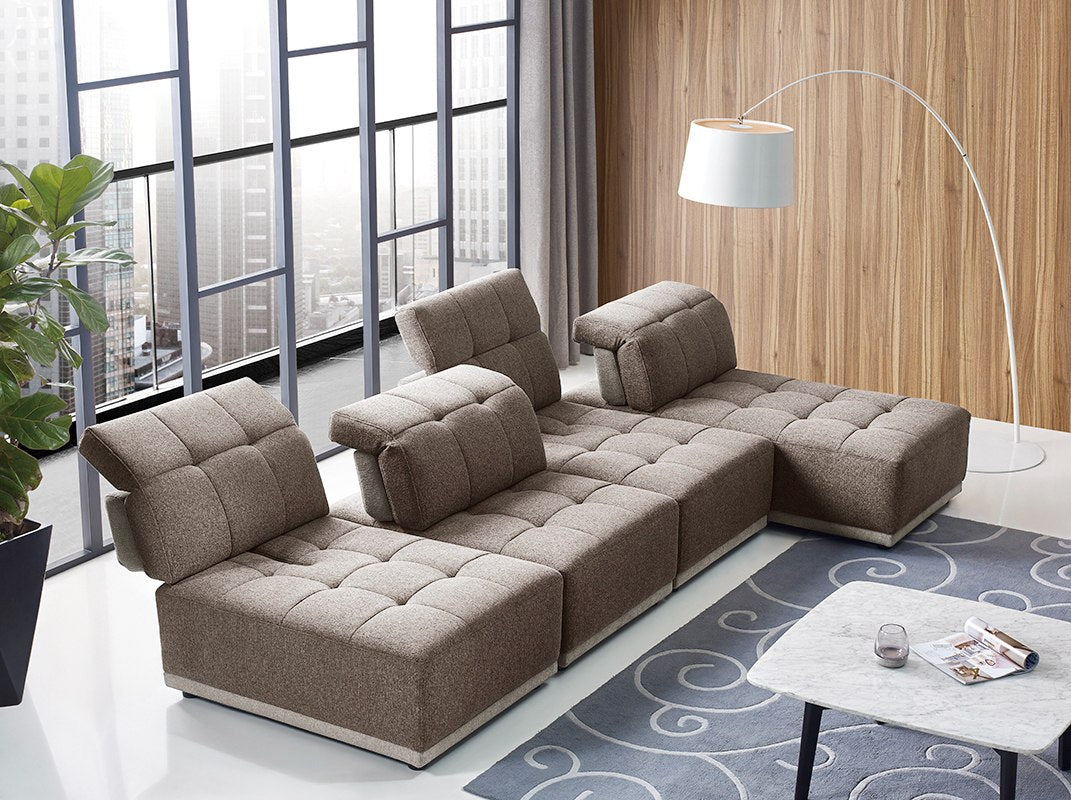 Ekron - Modern Brown & Beige Fabric Modular Sectional Sofa - View Image 1