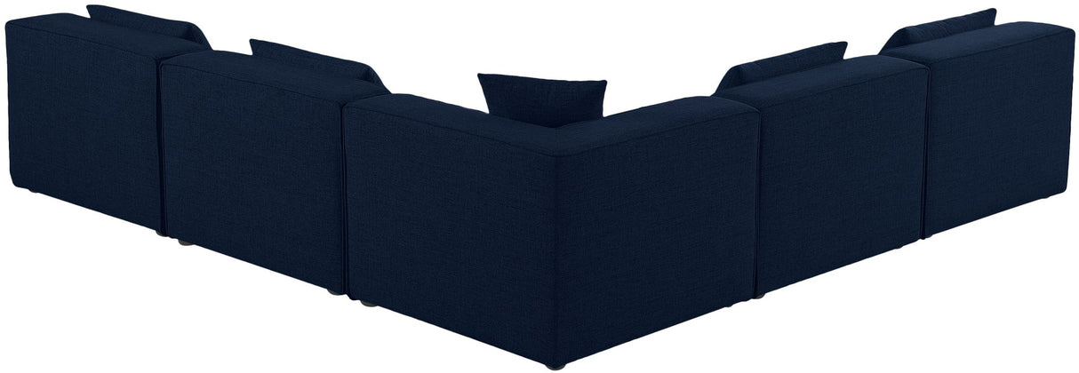 Cube - Modular Sectional 5 Piece - Navy - Fabric | Home Elegance USA
