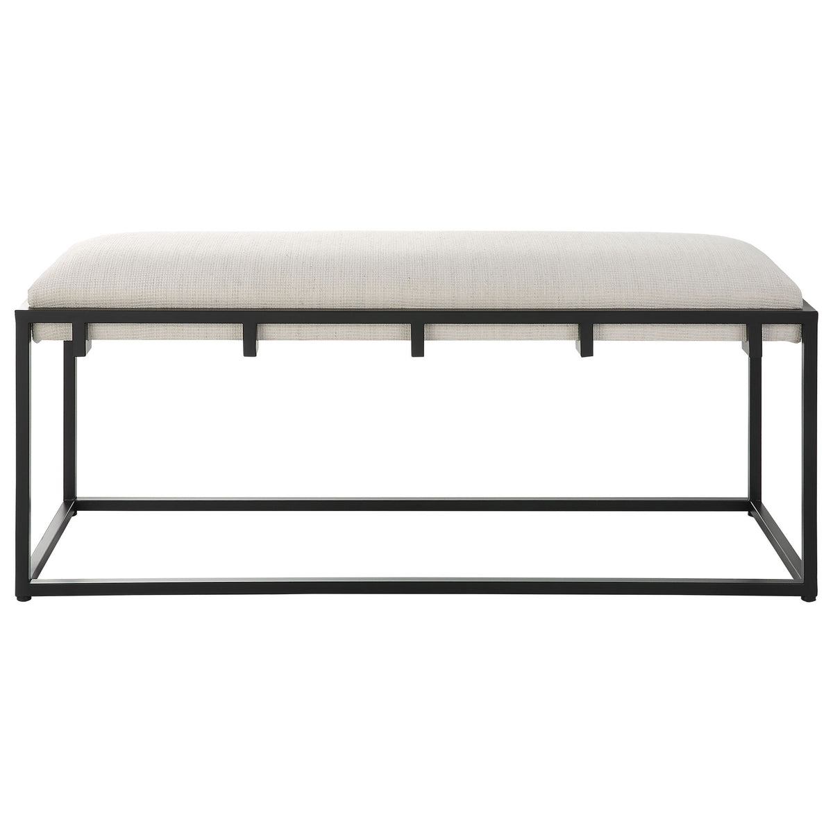 Paradox Iron & Fabric Bench White & Black - White / Black by Uttermost - View 1
