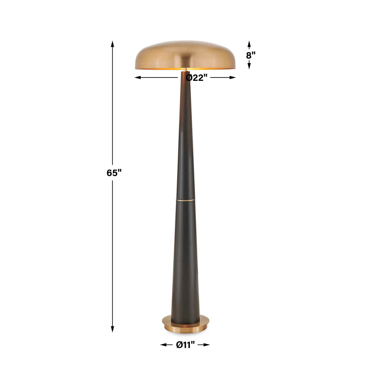 Davis Floor Lamp Black,Brass,Gold - Black / Gold by Uttermost - View 3