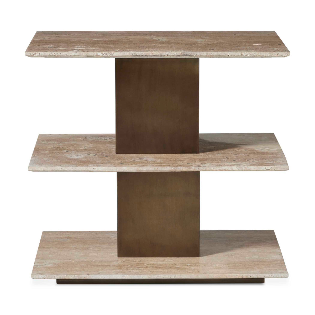Travertini 3 Tiered Accent Table - Bronze / Beige by Uttermost - View 1