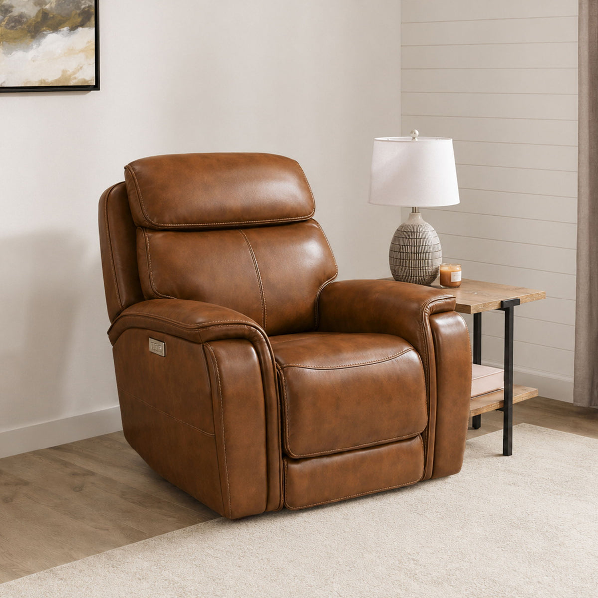 Walker Power Gliding Recliner With Power Headrest & Lumbar - Light Brown | Flexsteel