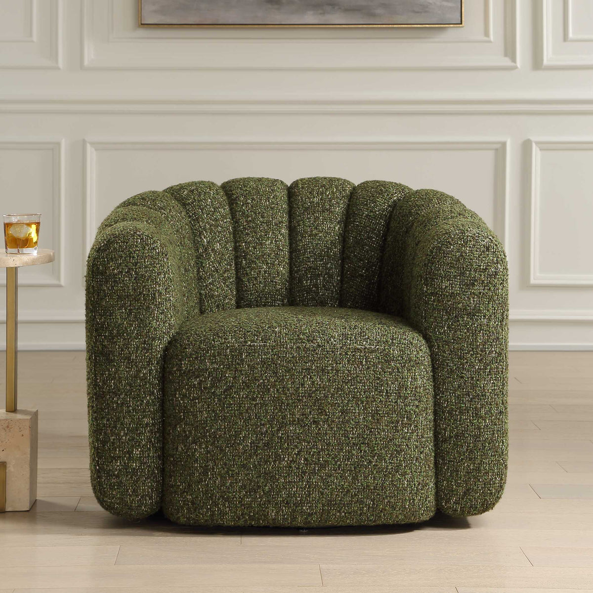 Lenoir Upholstered Swivel Chair - Dark Green by Uttermost - View 2