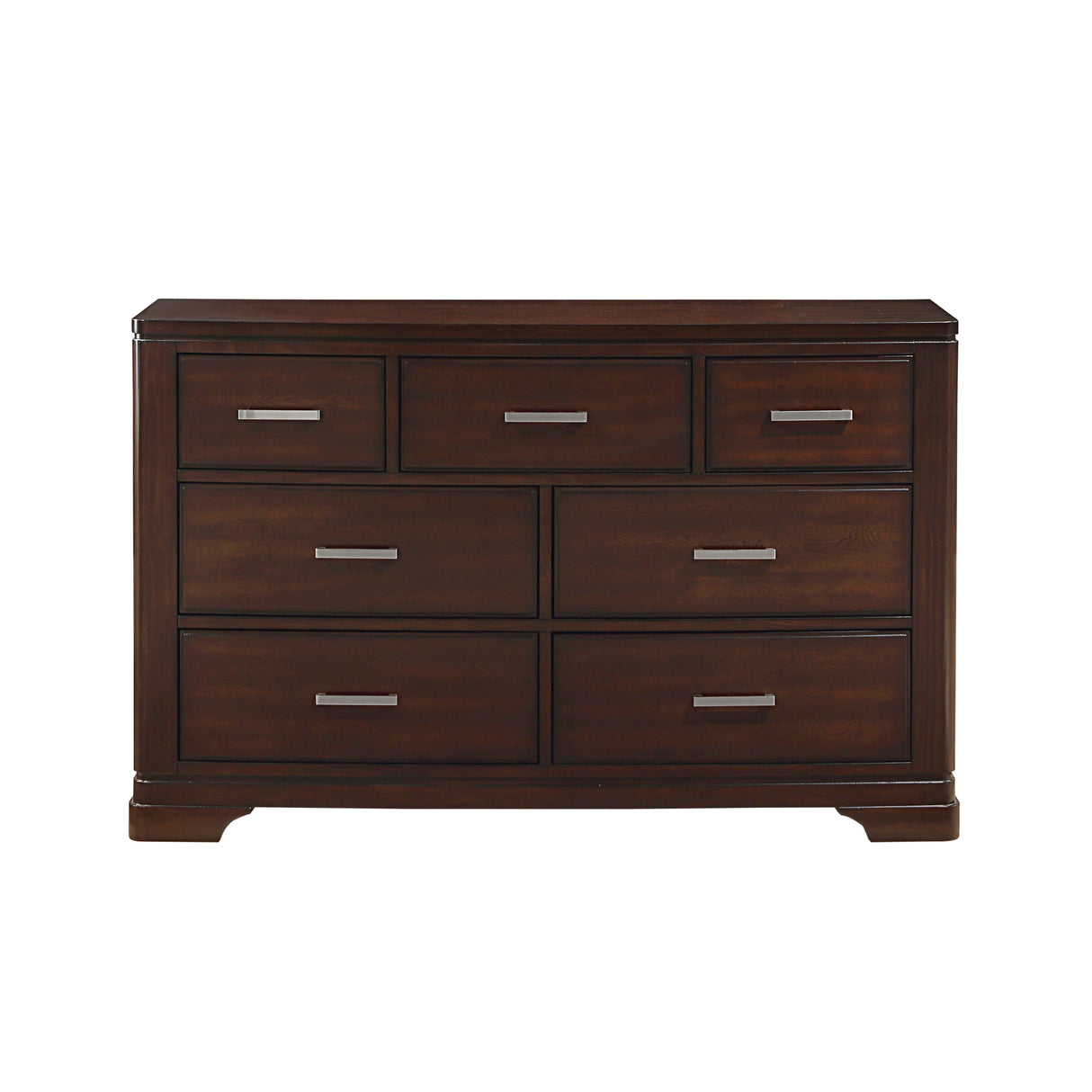 Modern Cherry Finish Dresser with 7-Drawers Smooth Glides Transitional Bedroom Furniture 1pc Storage Cabinet
