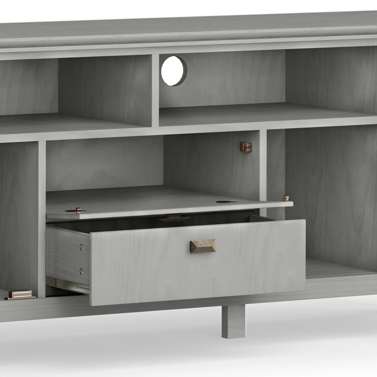 Artisan 72 inch Wide Solid Wood TV Stand in Fog Grey For TVs up to 80 inches - sold by Home Elegance USA