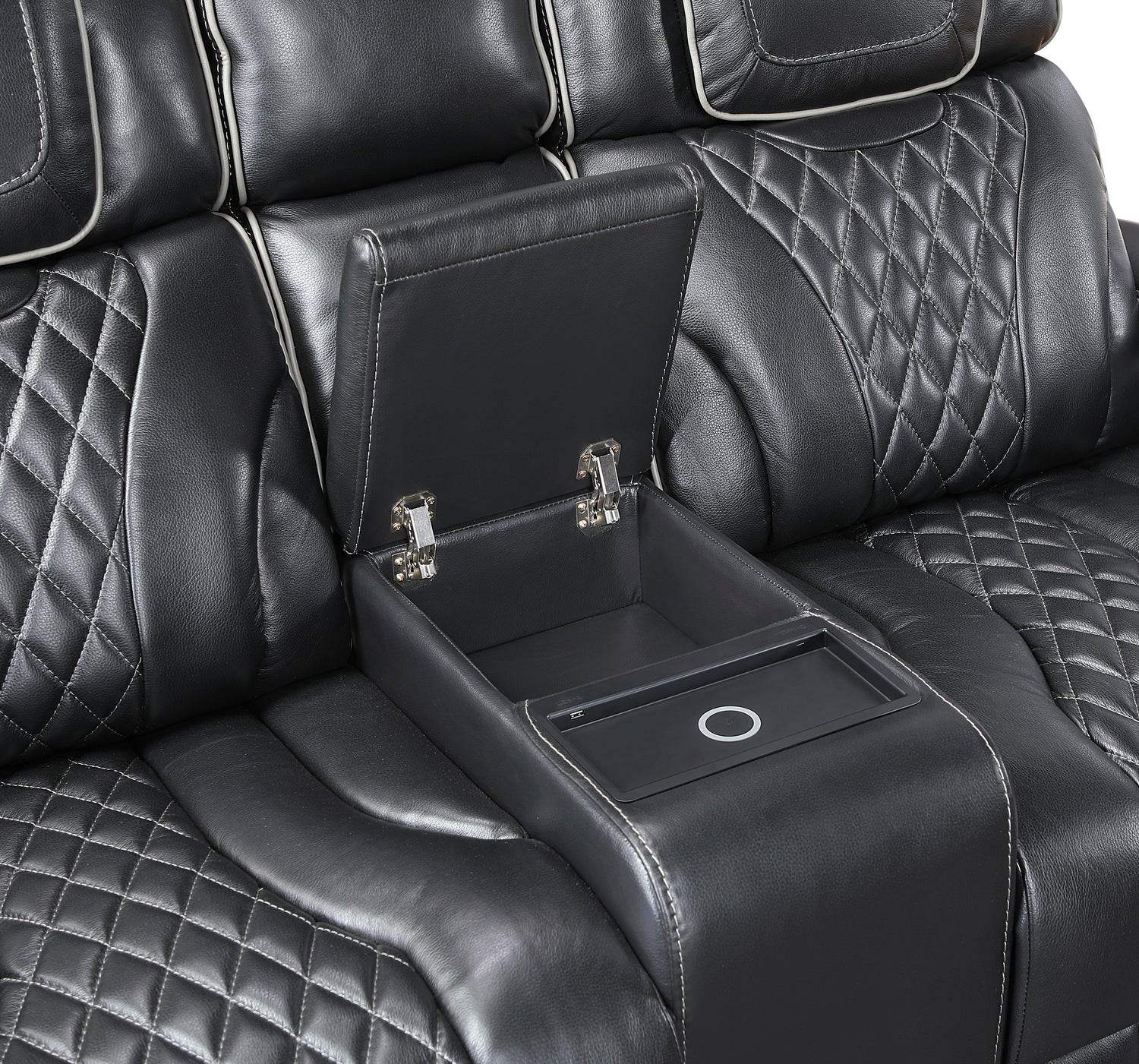 Apex Power Reclining Loveseat with Massage, Heat, LED and Console in Leather – Homelegance - Home Elegance USA