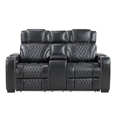 Apex Power Reclining Loveseat with Massage, Heat, LED and Console in Leather – Homelegance - Home Elegance USA