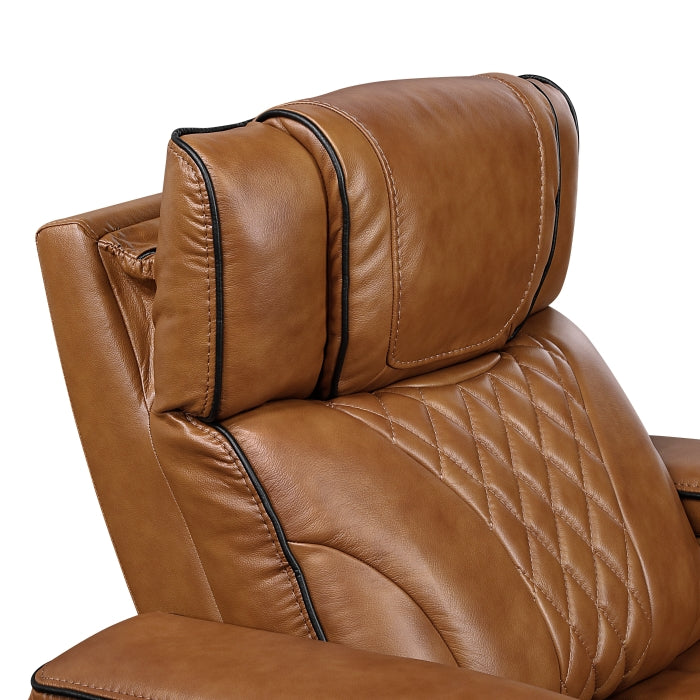 Brown leather recliner chair with quilted pattern on a white background