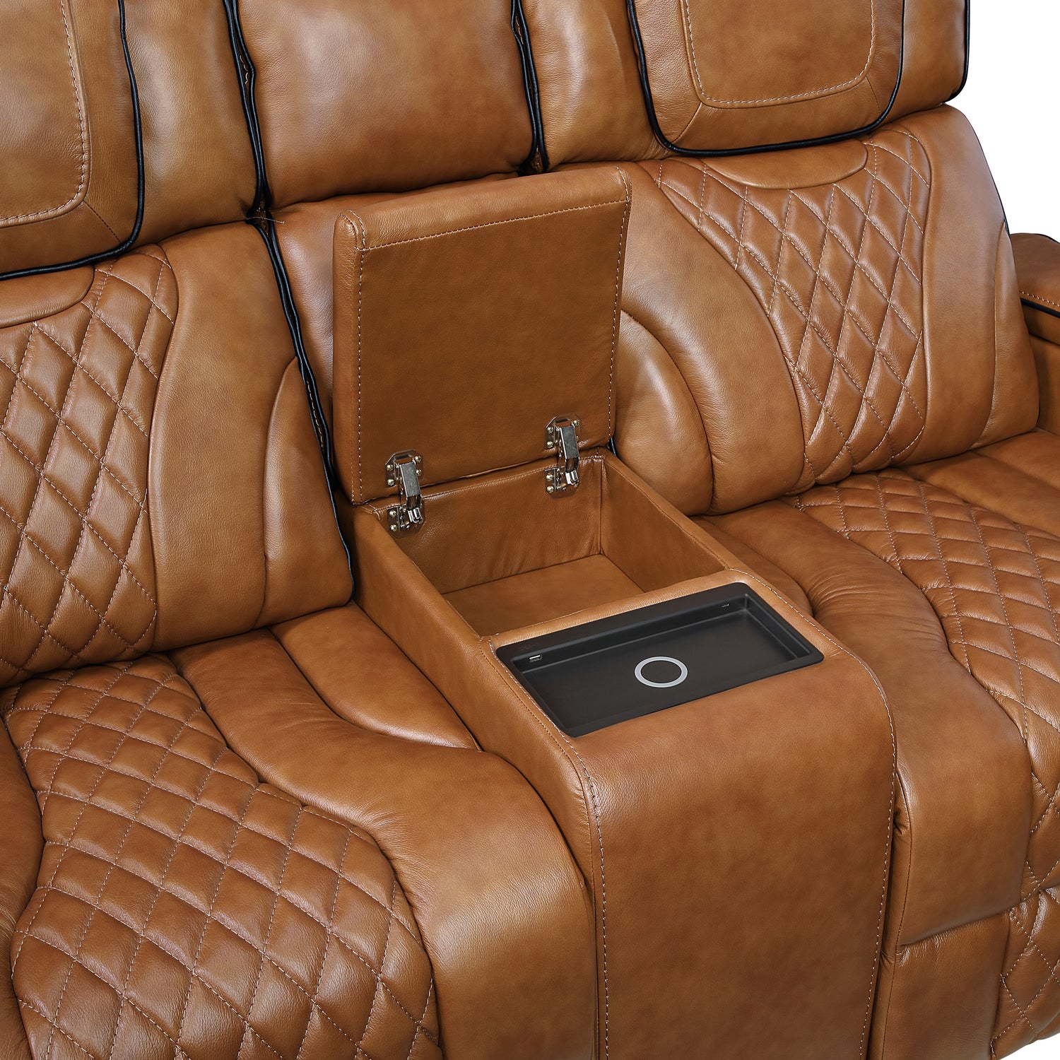 Apex Power Reclining Loveseat with Massage, Heat, LED and Console in Leather – Homelegance - Home Elegance USA