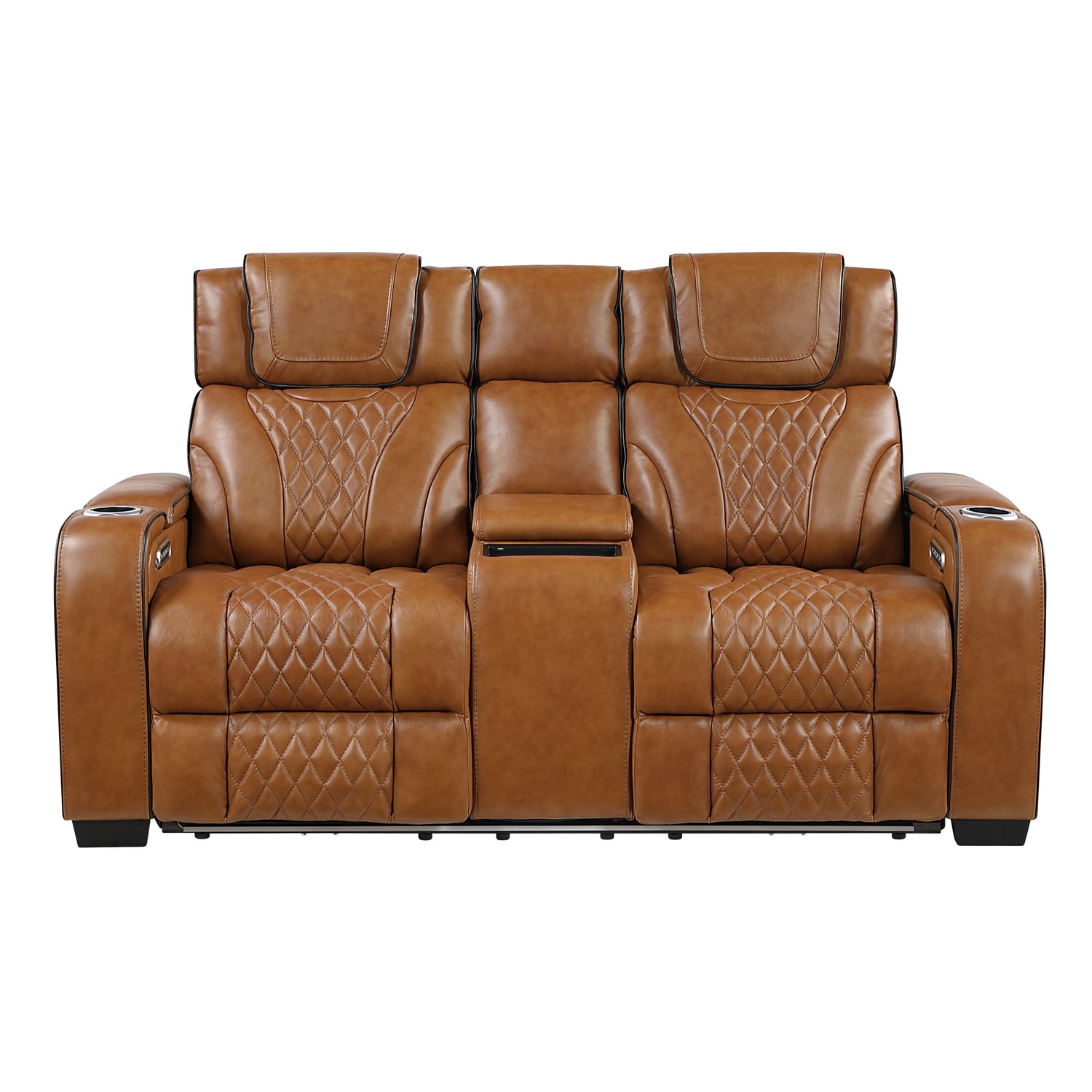 Apex Power Reclining Loveseat with Massage, Heat, LED and Console in Leather – Homelegance - Home Elegance USA