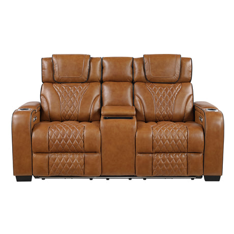 Apex Power Reclining Loveseat with Massage, Heat, LED and Console in Leather – Homelegance - Home Elegance USA
