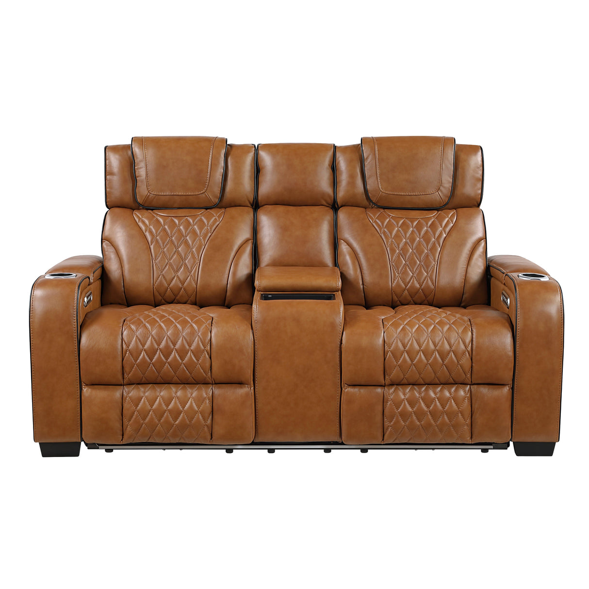 Apex Power Reclining Loveseat with Massage, Heat, LED and Console in Leather – Homelegance - Home Elegance USA