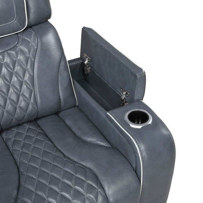 Apex Power Reclining Sofa with Massage, Heat, and LED Lights - Leather | Homelegance