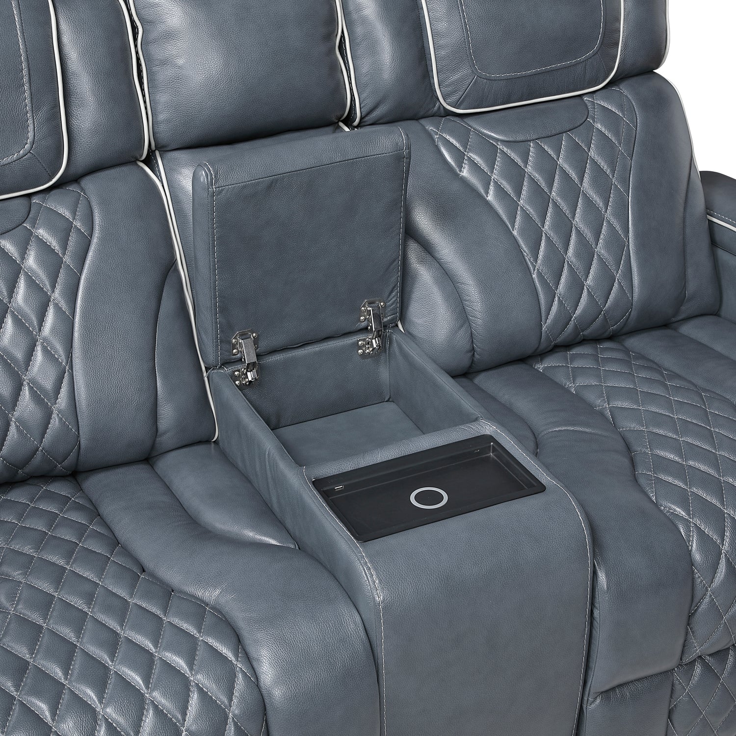Apex Power Reclining Loveseat with Massage, Heat, LED and Console in Leather – Homelegance - Home Elegance USA
