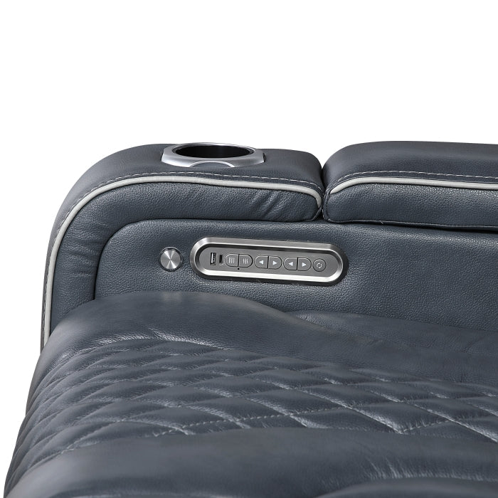 Apex Power Reclining Sofa with Massage, Heat, and LED Lights - Leather | Homelegance