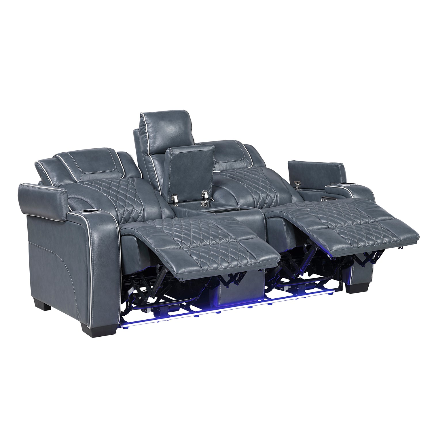 Apex Power Reclining Loveseat with Massage, Heat, LED and Console in Leather – Homelegance - Home Elegance USA