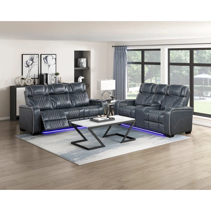 Apex Power Reclining Sofa with Massage, Heat, and LED Lights - Leather | Homelegance