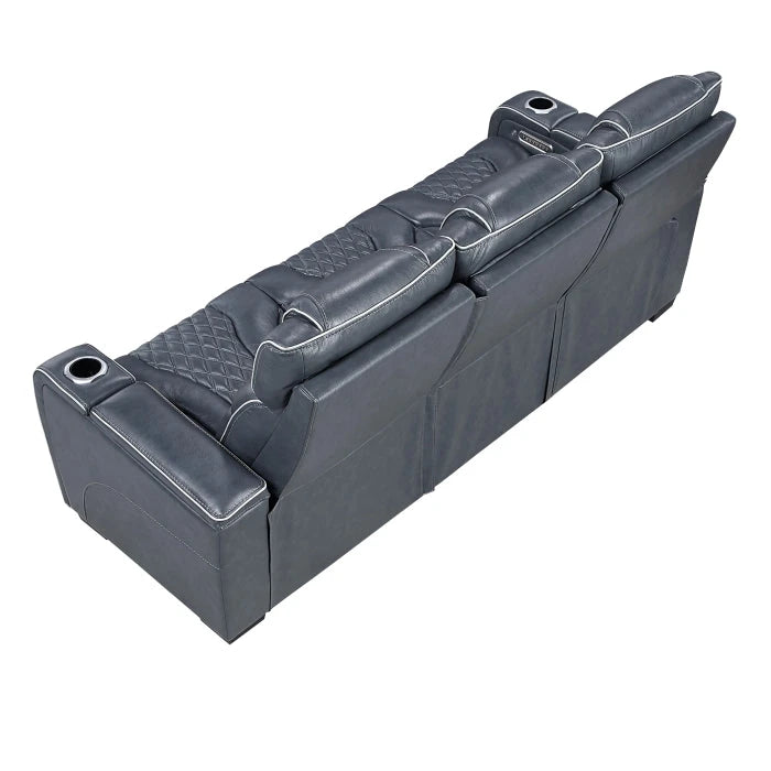 Apex Power Reclining Sofa with Massage, Heat, and LED Lights - Leather | Homelegance