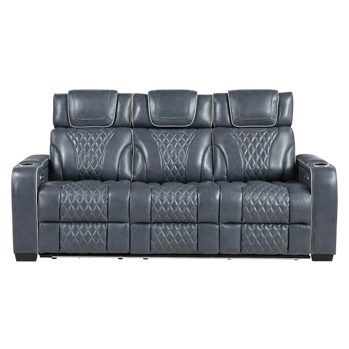 Apex Power Reclining Sofa with Massage, Heat, and LED Lights - Leather | Homelegance