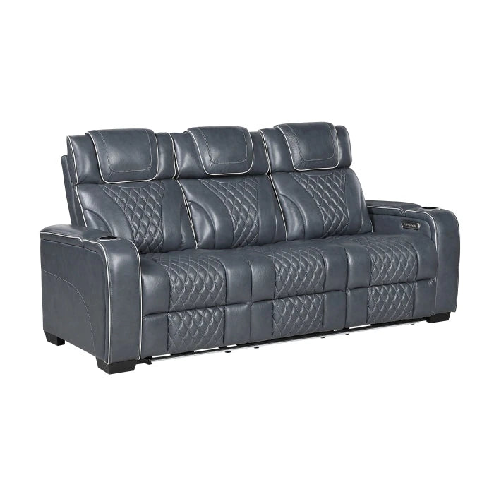 Apex Power Reclining Sofa with Massage, Heat, and LED Lights - Leather | Homelegance