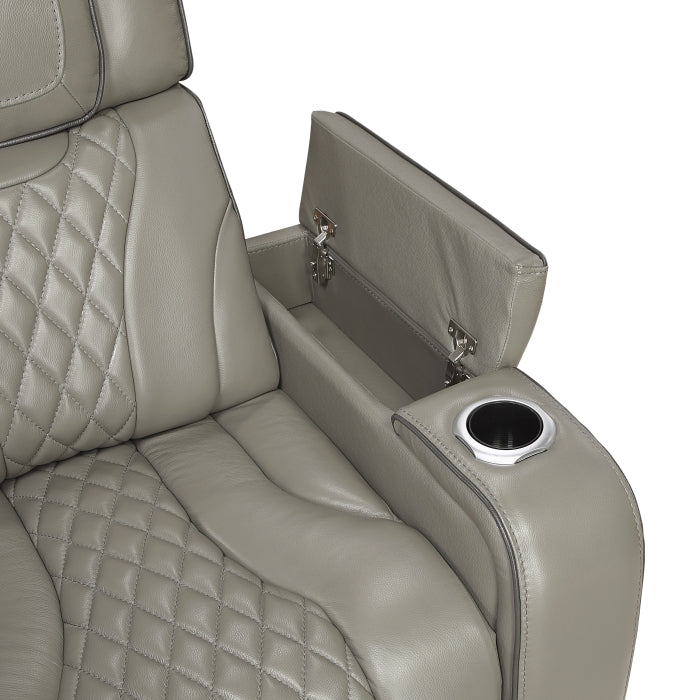 Apex Power Reclining Sofa with Massage, Heat, and LED Lights - Leather | Homelegance