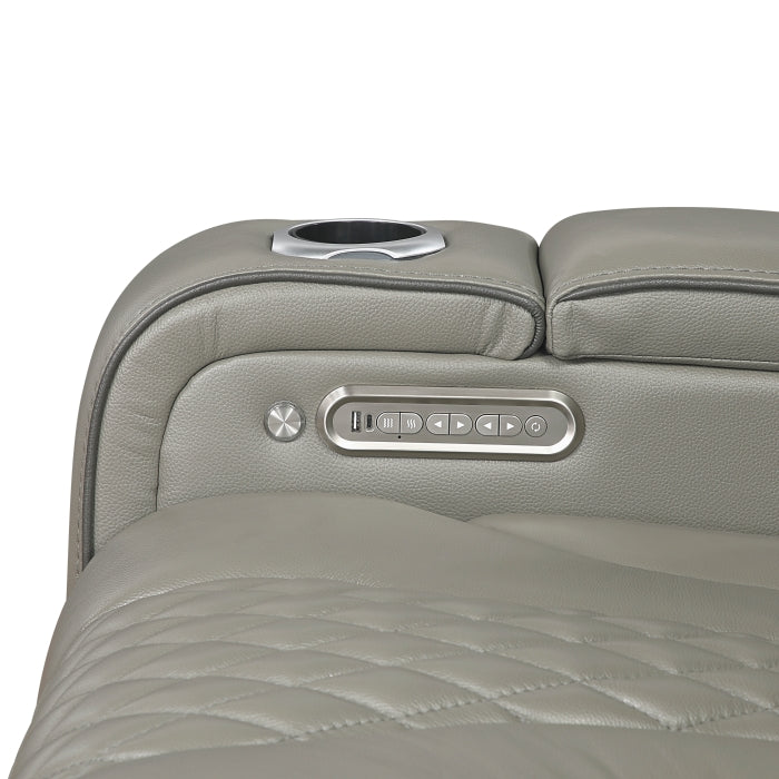 Apex Power Reclining Sofa with Massage, Heat, and LED Lights - Leather | Homelegance