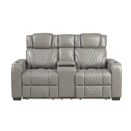 Apex Power Reclining Loveseat with Massage, Heat, LED and Console in Leather – Homelegance - Home Elegance USA