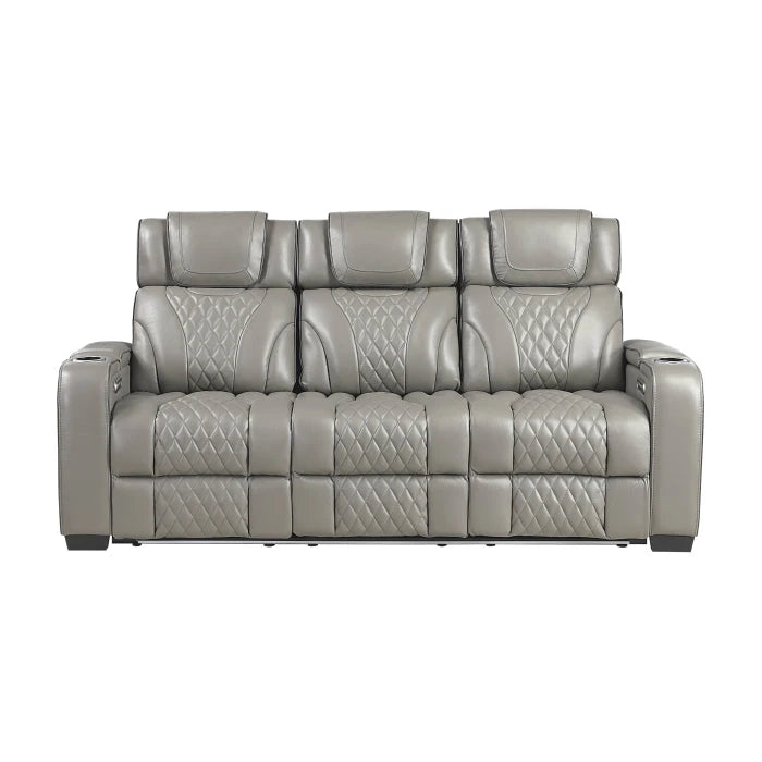 Apex Power Reclining Sofa with Massage, Heat, and LED Lights - Leather | Homelegance