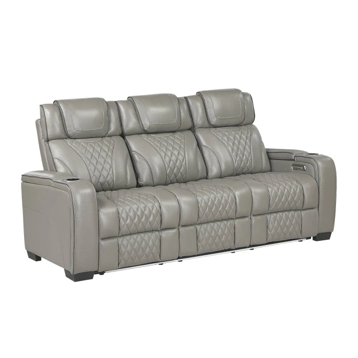 Apex Power Reclining Sofa with Massage, Heat, and LED Lights - Leather | Homelegance