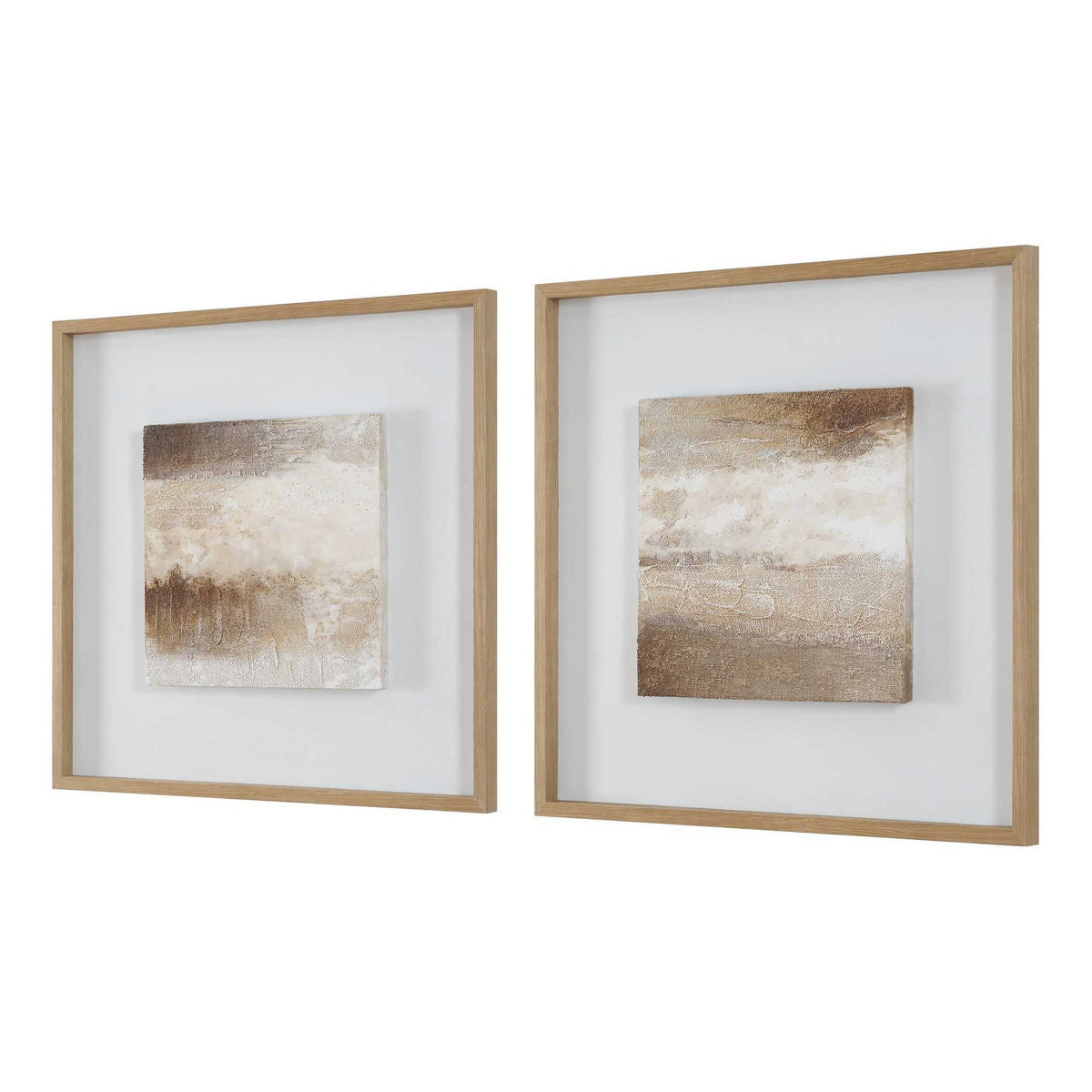 Between Lines Abstract Painting (Set of 2) - Light Brown / White by Uttermost - View 4