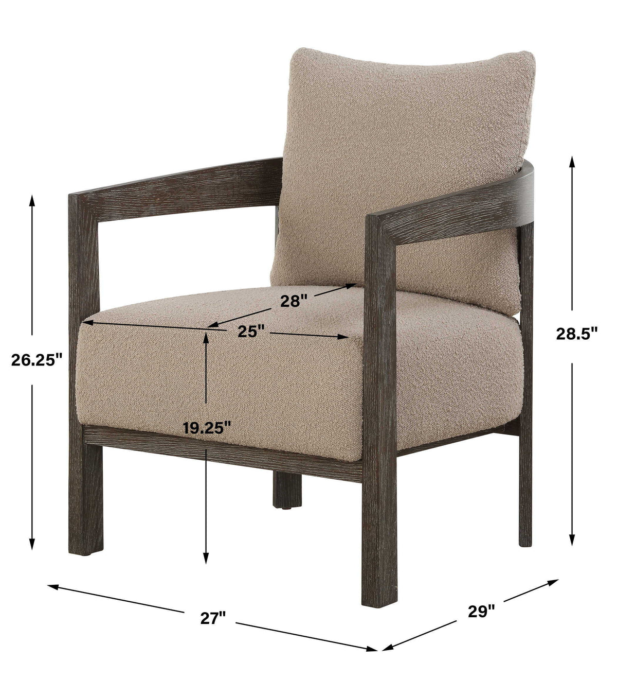 Sienna Sand Fabric Accent Chair - Light Brown by Uttermost - View 11