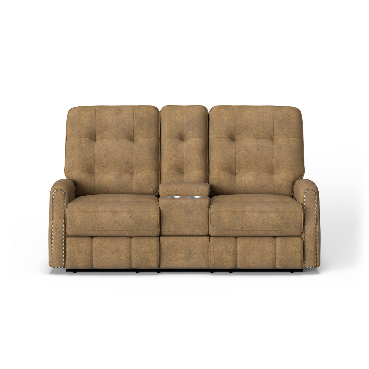Devon Transitional Fabric Reclining Loveseat With Console | Flexsteel