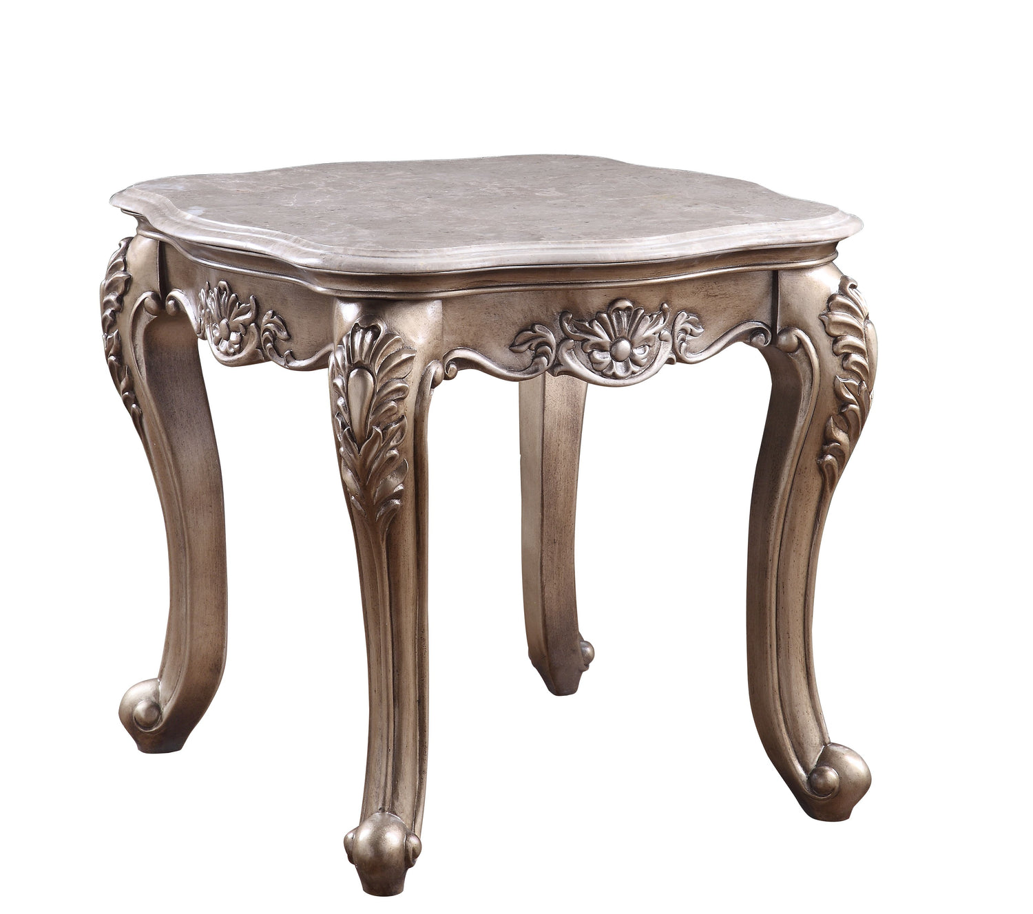 Acme - Jayceon End Table 84867 Marble Top & Champagne Finish
