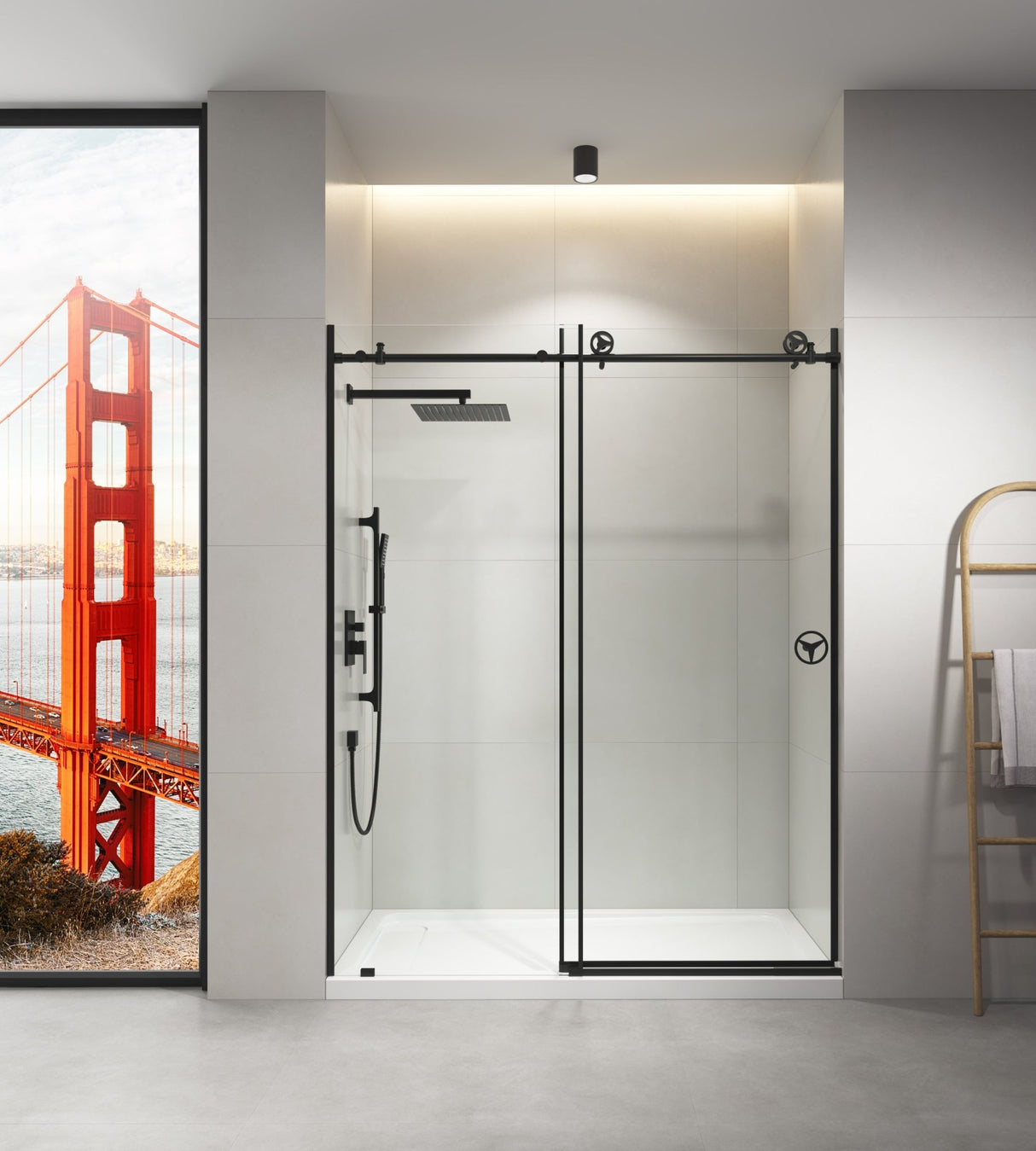 60 in. W x 76 in. HSliding Frameless Shower Door in Matte Black with Clear Glass | Home Elegance USA