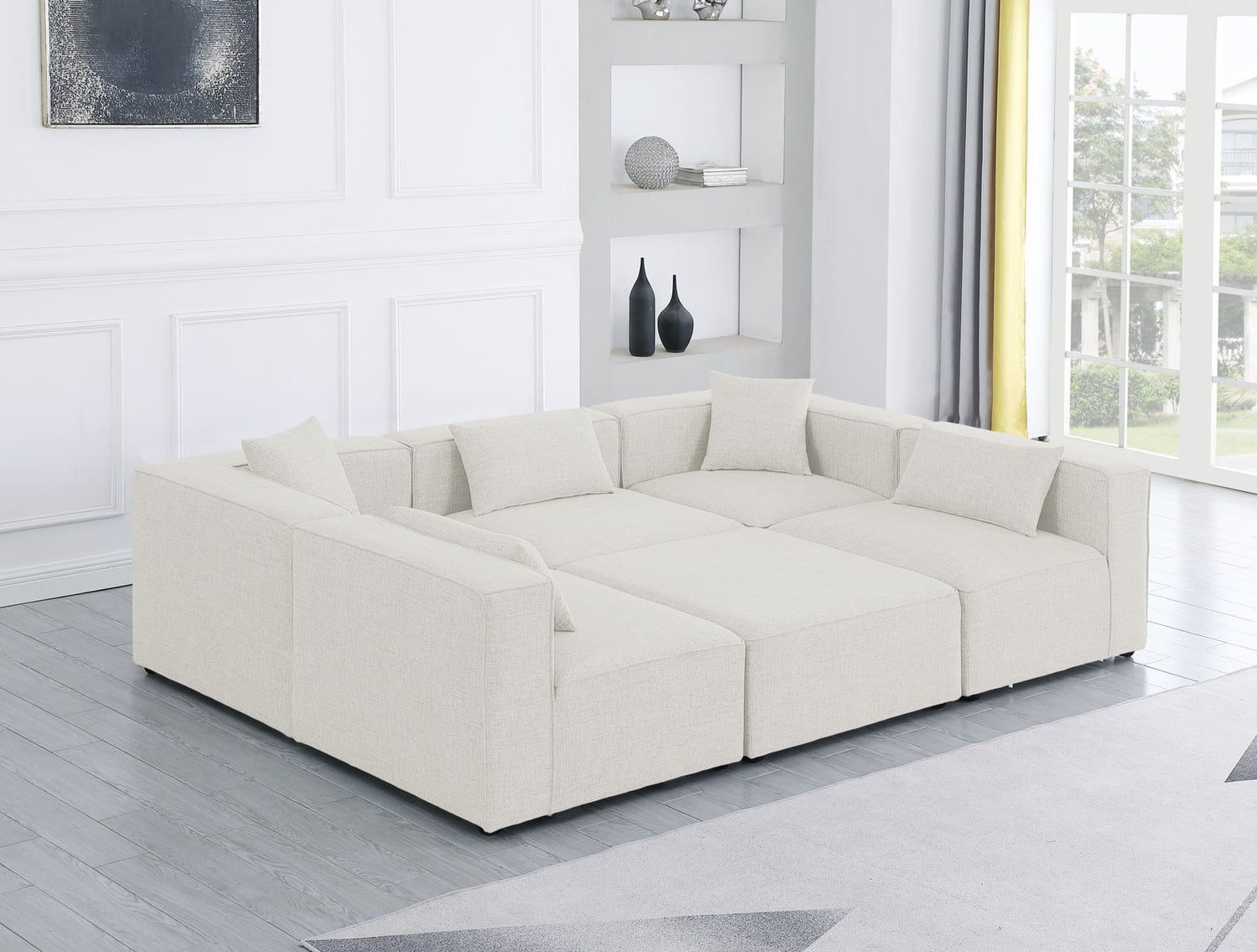 Cube - Modular Sectional 6 Piece - Cream - Modern & Contemporary | Home Elegance USA