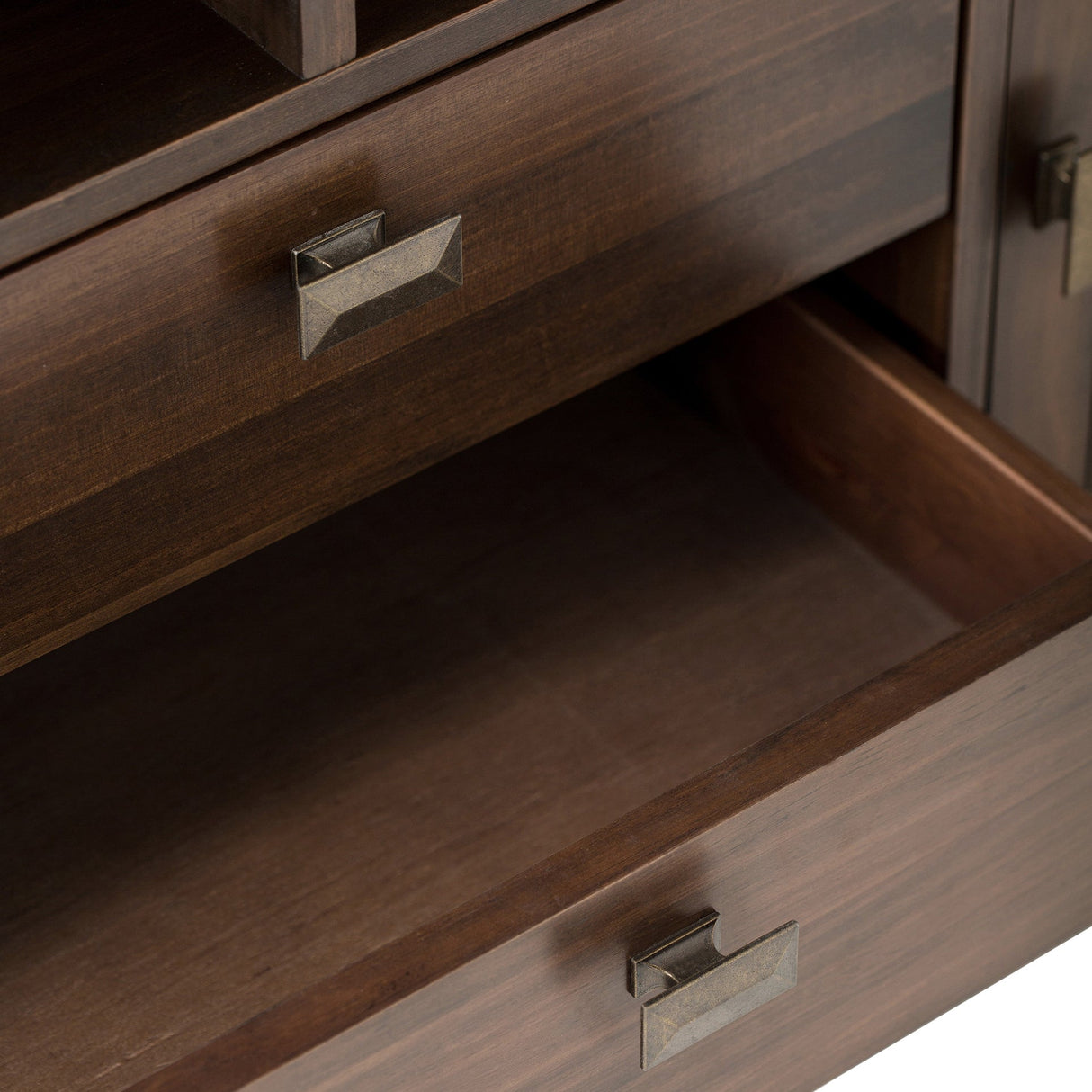 Artisan 72 inch Wide Solid Wood TV Stand in Natural Aged Brown For TVs up to 80 inches - sold by Home Elegance USA