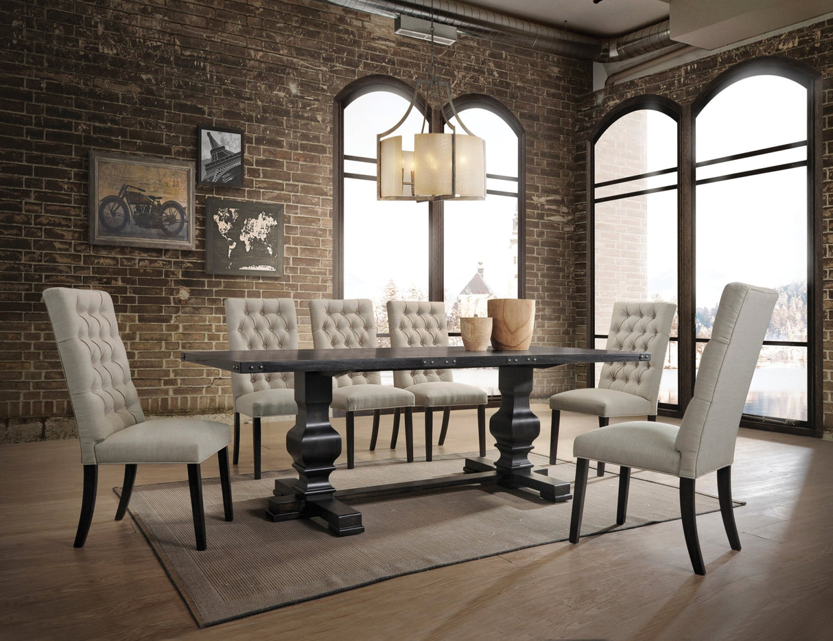 Morland Vintage Black Finish 7 PCs Dining Room Set - sold by Home Elegance USA