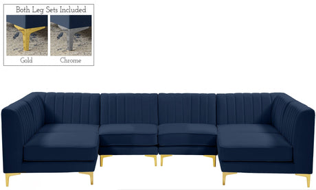 Alina - Modular Sectional 6 Piece - Navy - Fabric | Home Elegance USA