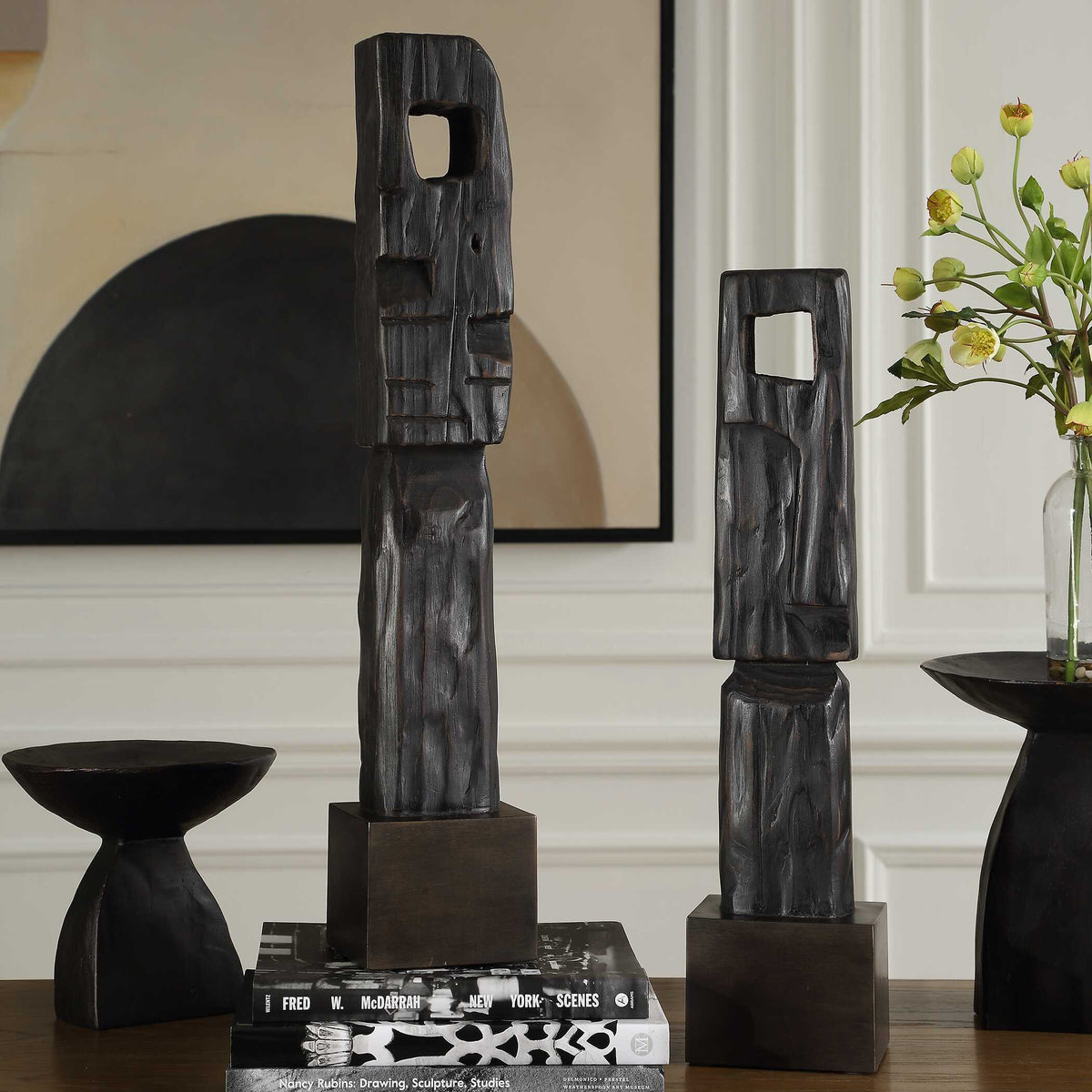 Cipher Wood Totems (Set of 2) - Black by Uttermost - View 2