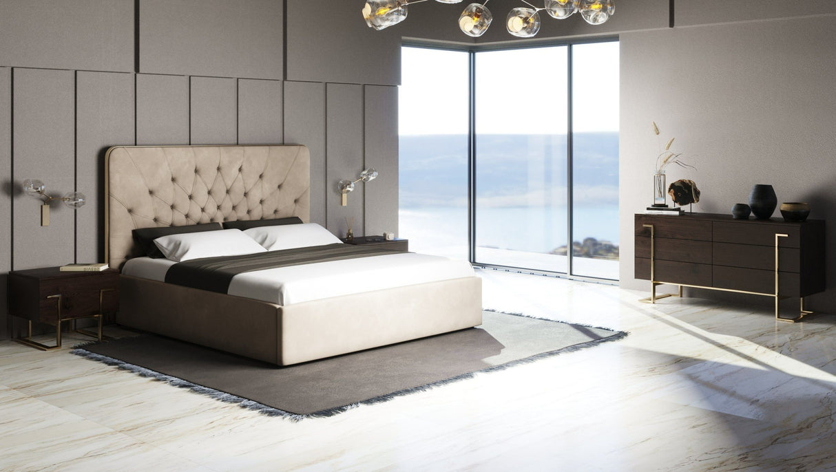 Moontide Glam Beige Velvet & Brushed Brass Bedroom Set – VIG Furniture - Home Elegance USA