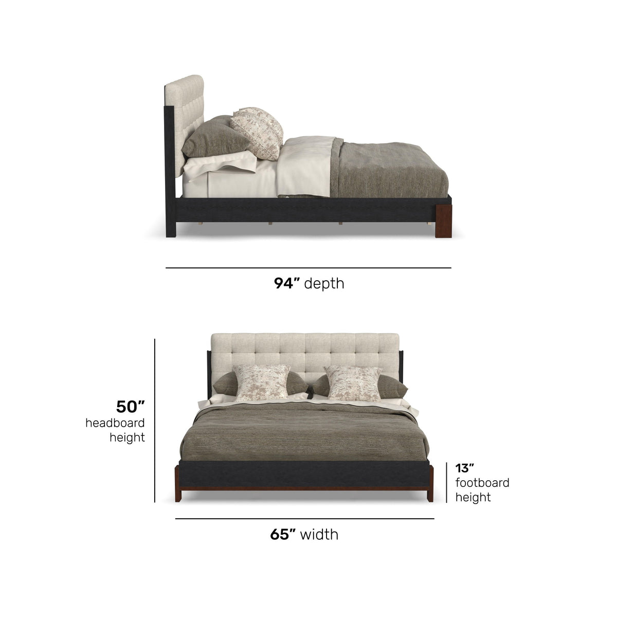 Waterfall Queen Upholstered Bed - Beige / Deep Ebony | Flexsteel