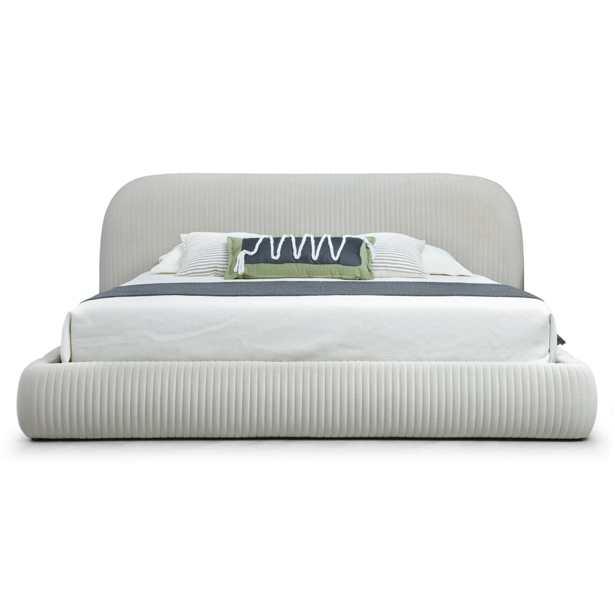 Queen Hortman - Modern Off-White Fabric Bed - View Image 1