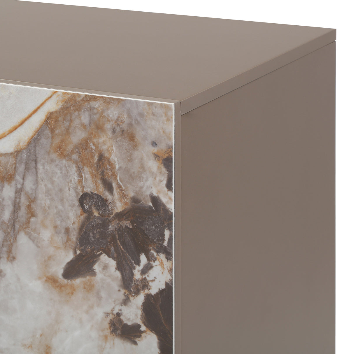 Dunster - Contemporary Beige Ceramic + Metallic Grey Buffet - View Image 1